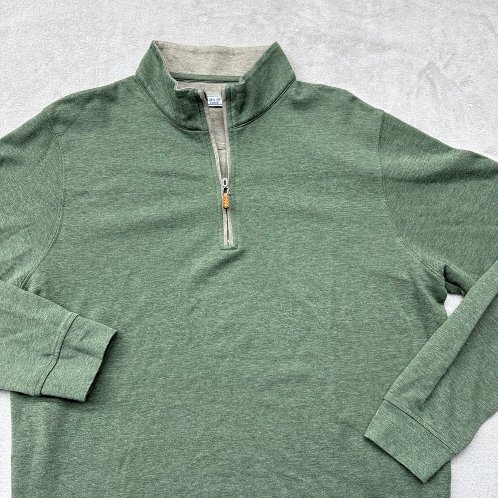 Collars & Co. Pullover Mens Large Green Heatered Cotton Quarter Zip Modal Blend - Picture 2 of 9